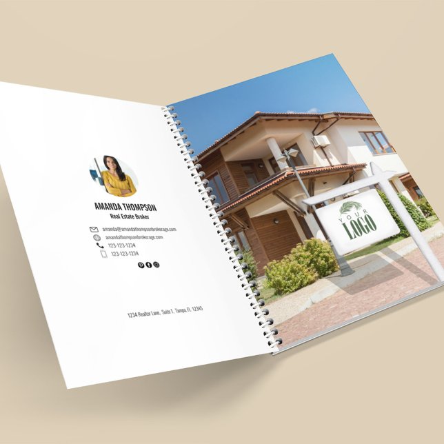 Realtor Add Your Logo Photo Custom  Notebook (Real Estate custom photo and logo notebook)