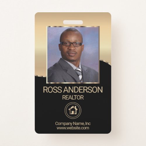 Realtor Agent in Black and Gold Badge