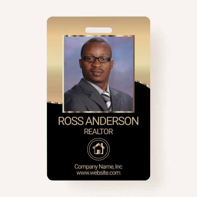 Realtor Agent in Black and Gold Badge (Front)