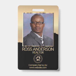 Realtor Agent in Black and Gold Badge