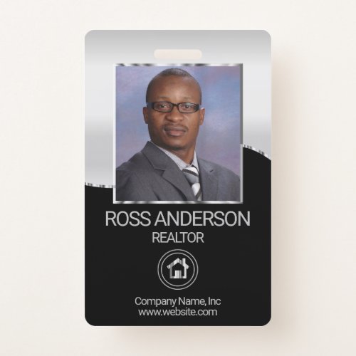 Realtor Agent in Black and Silver Badge