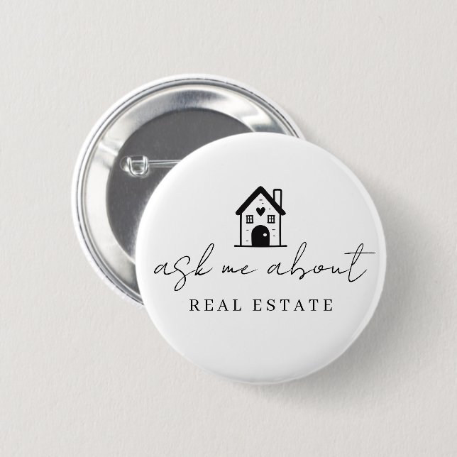 Realtor Ask Me About Real Estate Promotional  Button (Front & Back)
