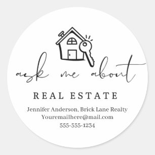 Realtor Ask Me About Real Estate Promotional  Clas Classic Round Sticker