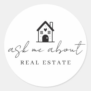 Realtor Ask Me About Real Estate Promotional Classic Round Sticker