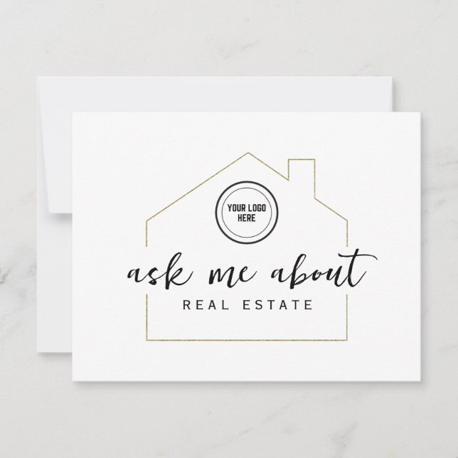 Realtor Ask Me About Real Estate Promotional Logo Card (Front)
