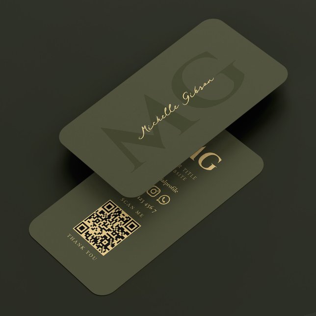 Realtor Attorney Notary Army Green Modern QR Business Card (Realtor Attorney Notary Army Green Modern QR Business Card
)