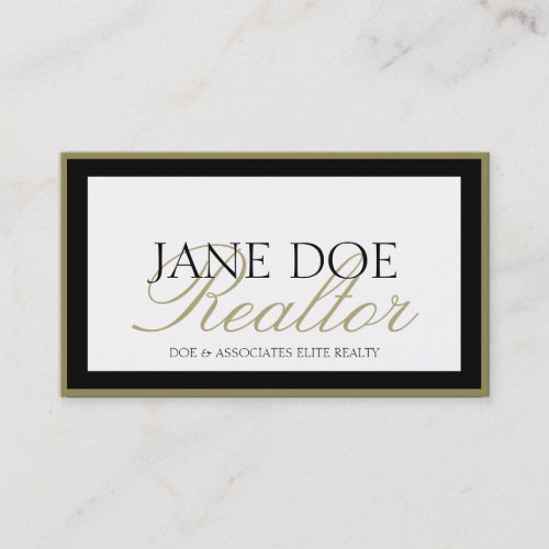 Realtor B/W Gold Script/Border Business Card Templates