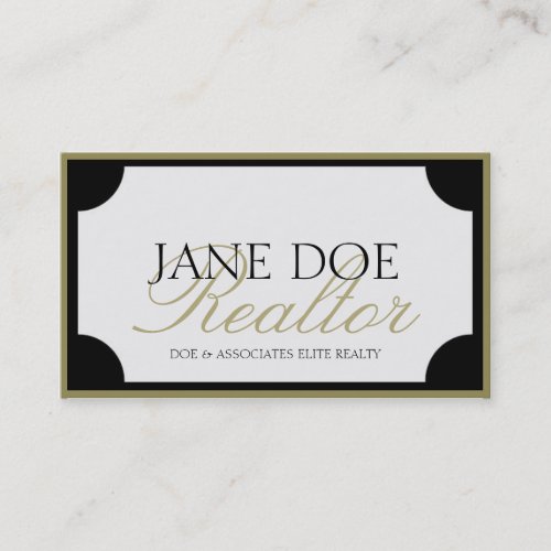 Realtor B/W Gold Script/Border Business Cards