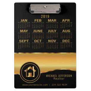 Realtor - Black and Gold - 2019 Clipboard