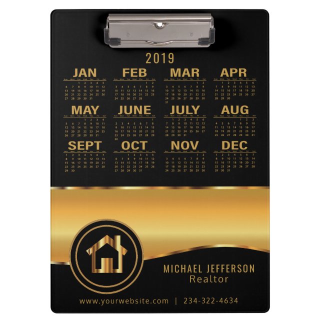 Realtor - Black and Gold - 2019 Clipboard (Front)