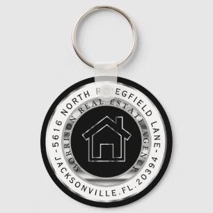 Realtor - Black, Silver and White  Keychain