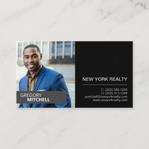 Realtor Black  Silver with Portrait Business Card