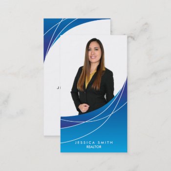 Realtor Blue Swoosh Business Card by Naokko at Zazzle