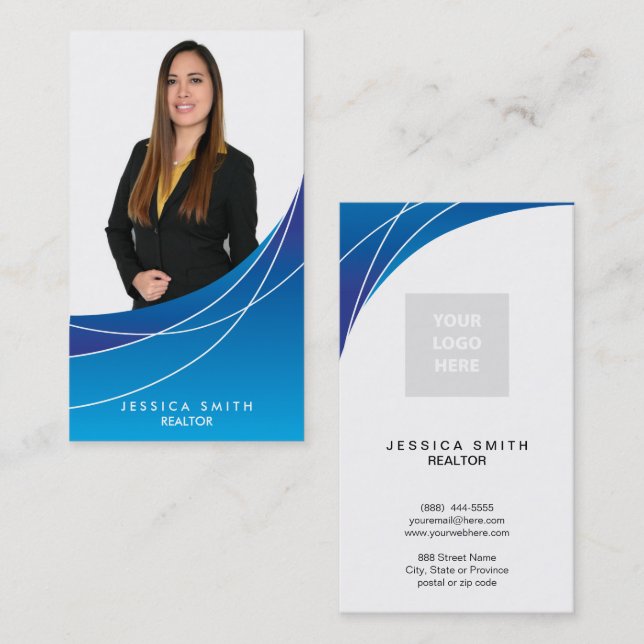 Realtor blue swoosh business card (Front/Back)