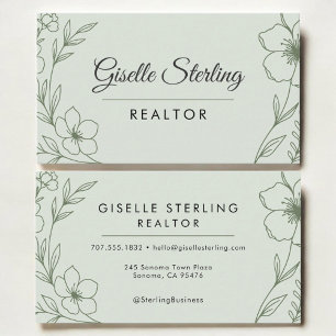 Realtor Botanical Sage Green Modern Business Card