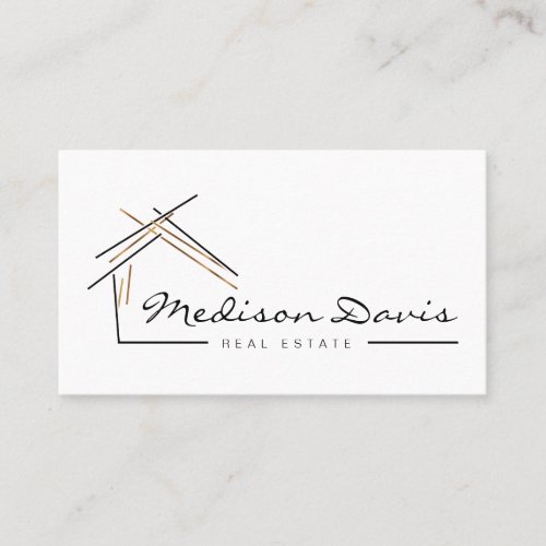 Realtor branding  with house in gold  business car business card