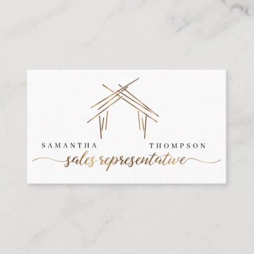 Realtor branding with house in gold business card