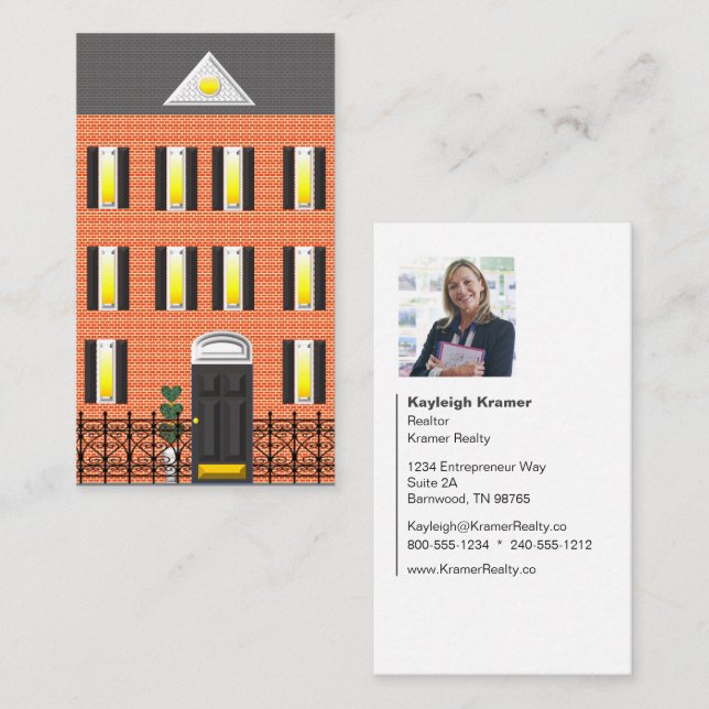 Realtor Brick Townhouse Photo Business Card (Front/Back)