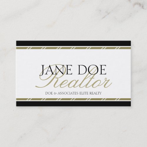 Realtor Broker Real Estate Agent Gold Script Business Card Template
