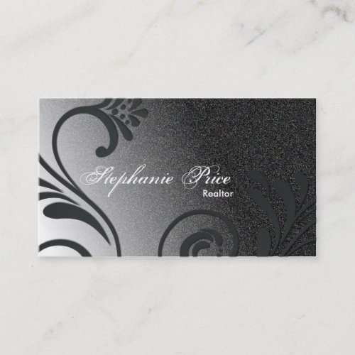 Realtor Business Card - White &amp; Black Sparkle