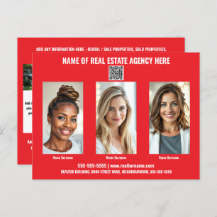 Realtor business marketing postcard red white