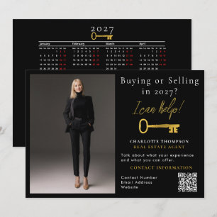 Realtor Buying Selling Real Estate 2027 Gold Key Holiday Card