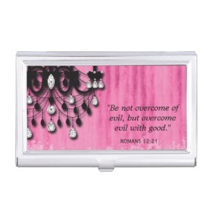 Realtor Chandelier CHRISTIAN Romans 12:21 Quote Business Card Case