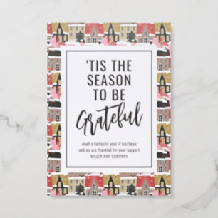 Realtor Christmas Client Thank You Winter Village Letterpress Photo Cards