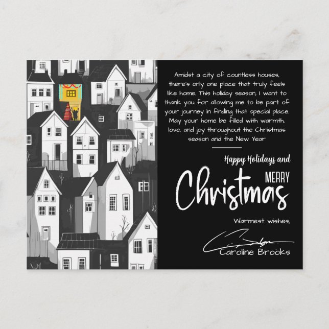Realtor Christmas Greeting, One Place We call Home Holiday Postcard (Front)