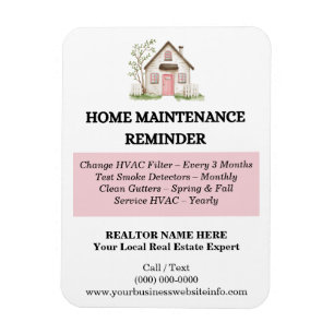 Realtor Client Gift Home Maintenance Checklist Magnet