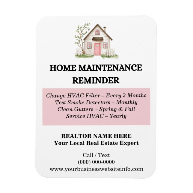 Realtor Client Gift Home Maintenance Checklist Magnet (Vertical)