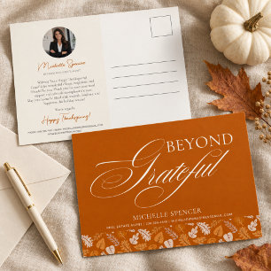 Realtor Client Thanksgiving   Elegant Photo  Holiday Postcard