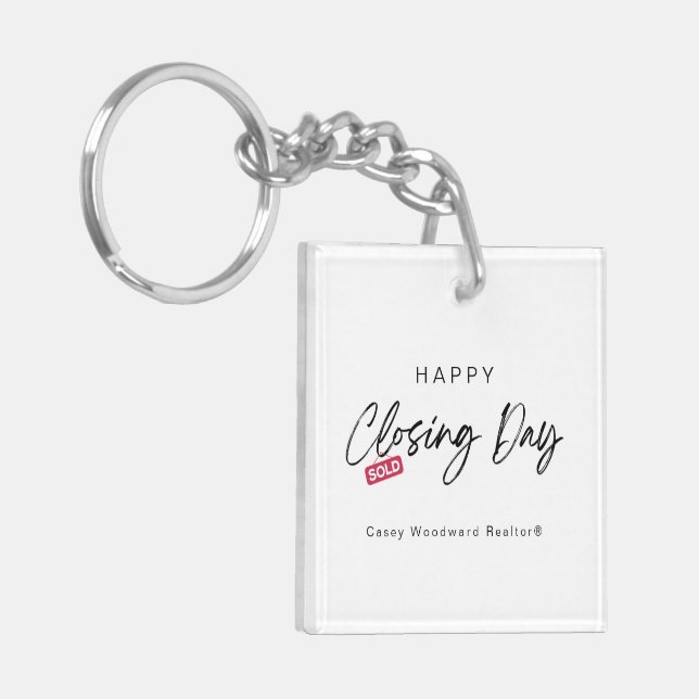Realtor Closing Day | Minimalist New Homeowner  Keychain (Front Left)