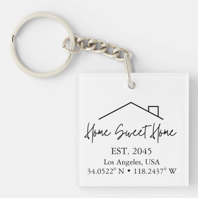 Realtor Closing Gift New Home Coordinates Keychain (Front)