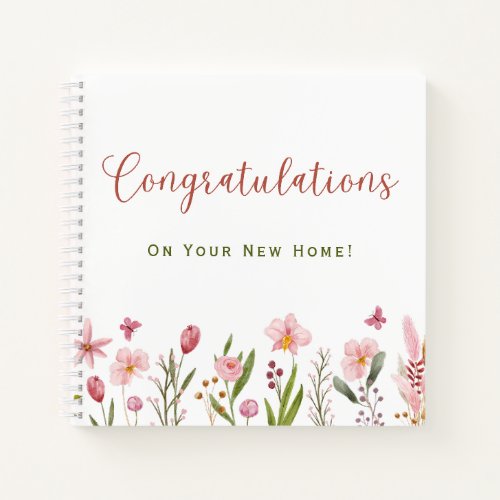 Realtor Congratulations New Home Floral Watercolor Notebook