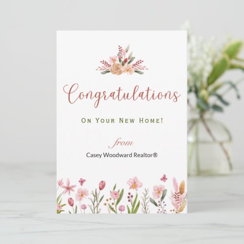 Realtor Congratulations Personalized Flowers Card