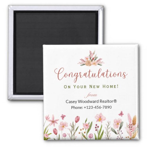 Realtor Congratulations Personalized Flowers Magnet