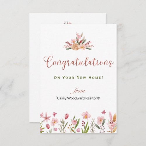 Realtor Congratulations Personalized Flowers Note Card