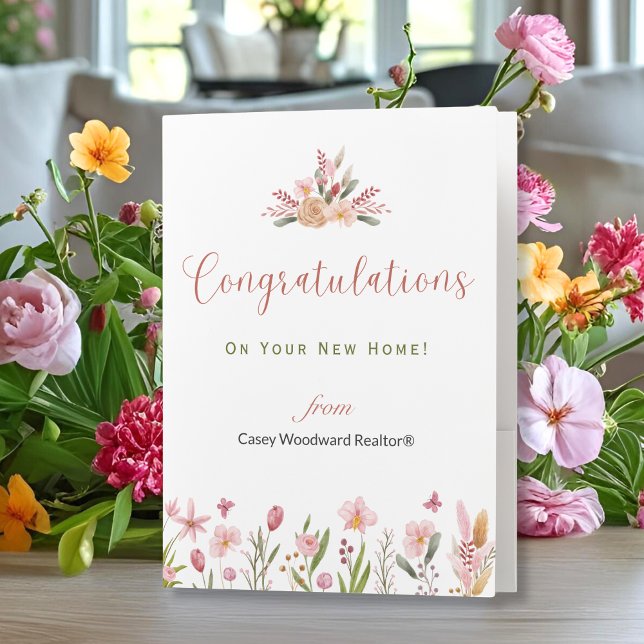 Realtor Congratulations Personalized Flowers Pocket Folder (Creator Uploaded)