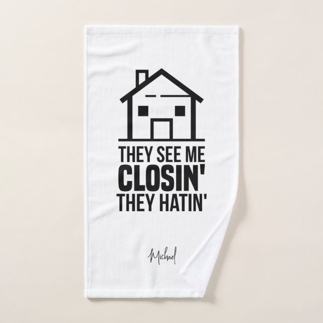 Realtor Estate Agent Brag Gag Personalized Hand Towel (Hand Towel)