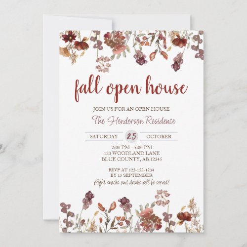 Realtor Fall Open House Housewarming New Home Invitation
