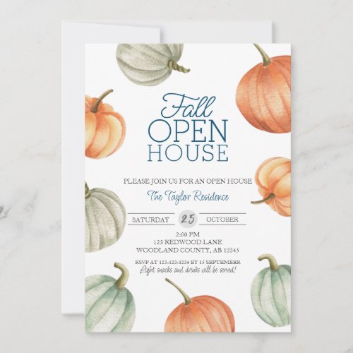 Realtor Fall Open House Pumpkins Housewarming Invitation