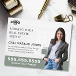 Realtor Farming Mailer Real Estate Marketing Logo Postcard<br><div class="desc">Create a fresh, approachable presence in your local market with this sage green real estate postcard, perfect for connecting with potential home sellers. Featuring a soothing and modern color palette, this customizable postcard allows you to upload your logo and photo for a personal and professional touch. The calming sage green...</div>