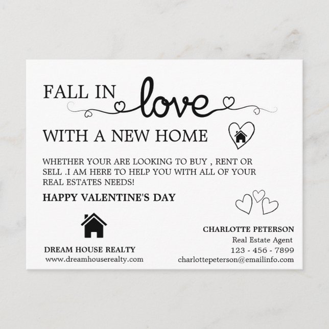 Realtor Farming Promotional Valentine's Day  Holiday Postcard (Front)