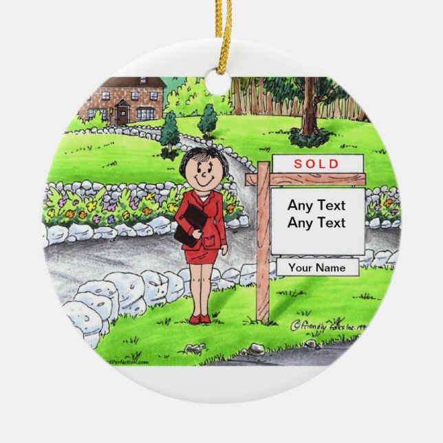 Realtor - Female Ceramic Ornament (Front)