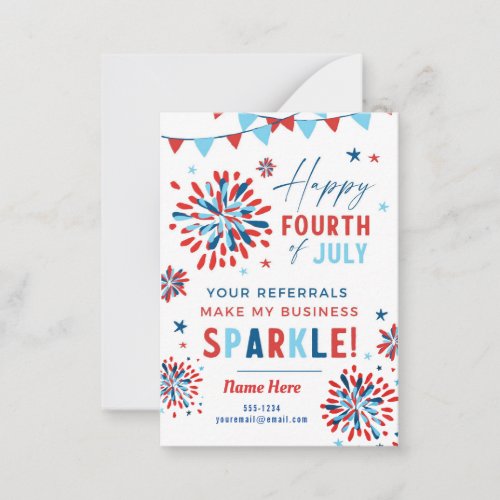 Realtor Fourth of July Pop by Thank you Note Card