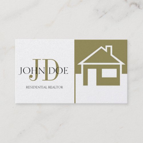 Realtor Gold House/Monogram Golden Business Card Templates
