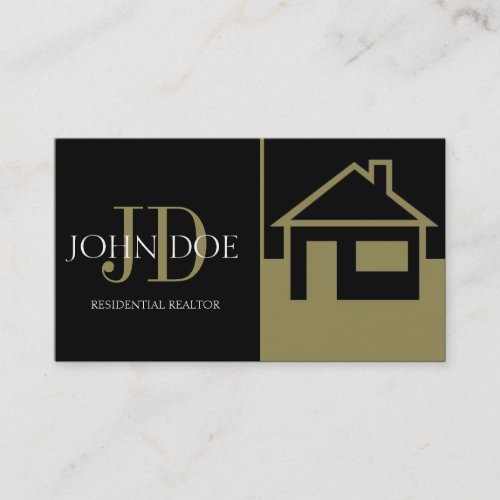 Realtor Gold House/Paper Black Business Cards
