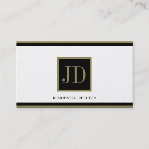 Realtor Golden Black/Gold Square Monogram Plaque Business Cards