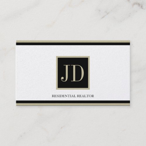 Realtor Golden Black/Tan Square Monogram Plaque Business Card Template